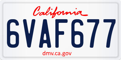 CA license plate 6VAF677