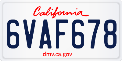 CA license plate 6VAF678