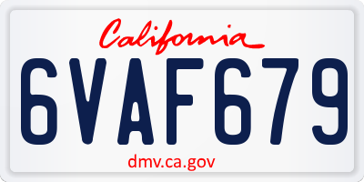 CA license plate 6VAF679