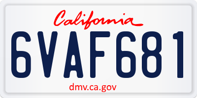 CA license plate 6VAF681