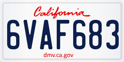 CA license plate 6VAF683