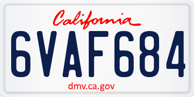 CA license plate 6VAF684