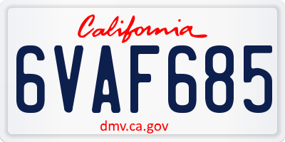 CA license plate 6VAF685