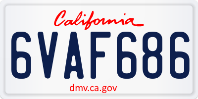 CA license plate 6VAF686