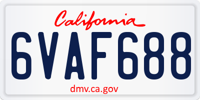 CA license plate 6VAF688