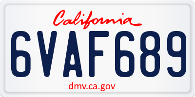 CA license plate 6VAF689