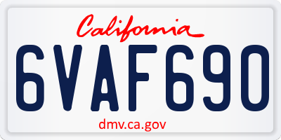 CA license plate 6VAF690