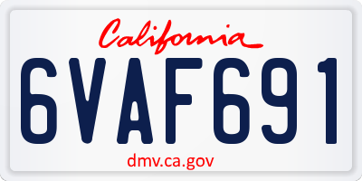 CA license plate 6VAF691