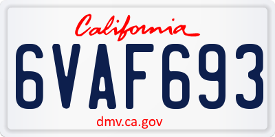 CA license plate 6VAF693