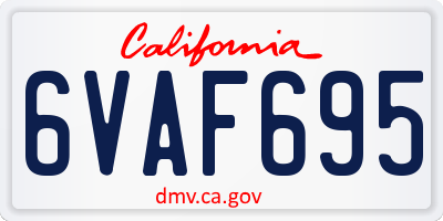CA license plate 6VAF695