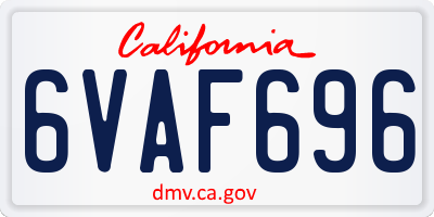 CA license plate 6VAF696