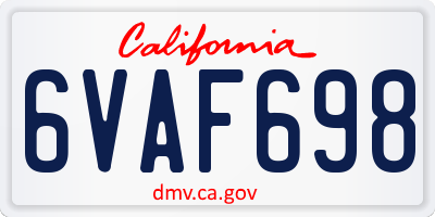 CA license plate 6VAF698
