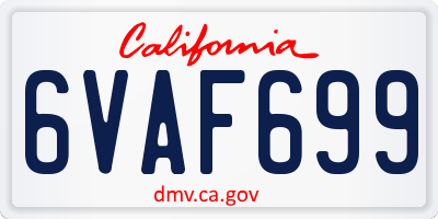 CA license plate 6VAF699