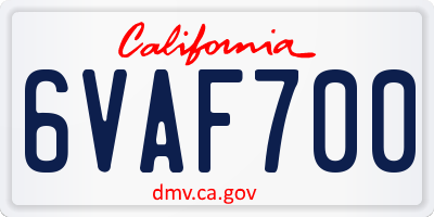 CA license plate 6VAF700