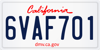 CA license plate 6VAF701