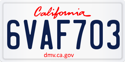 CA license plate 6VAF703