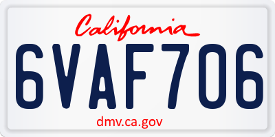 CA license plate 6VAF706