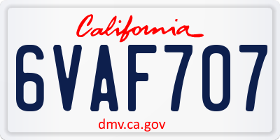 CA license plate 6VAF707