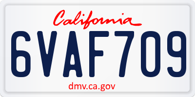CA license plate 6VAF709
