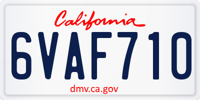 CA license plate 6VAF710