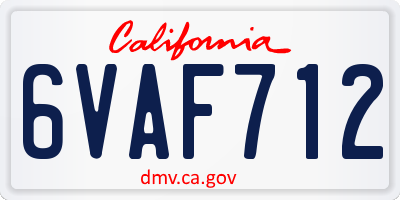 CA license plate 6VAF712