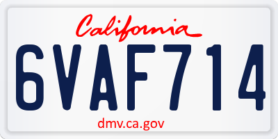 CA license plate 6VAF714