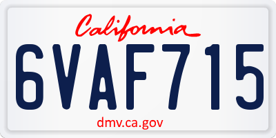 CA license plate 6VAF715
