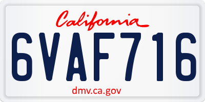 CA license plate 6VAF716