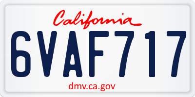 CA license plate 6VAF717