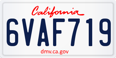 CA license plate 6VAF719