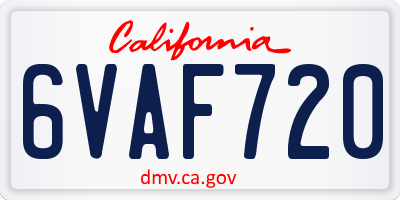 CA license plate 6VAF720