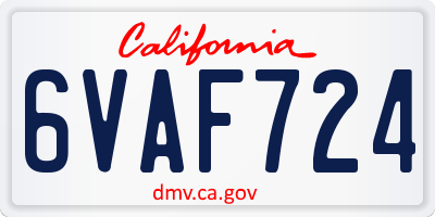 CA license plate 6VAF724