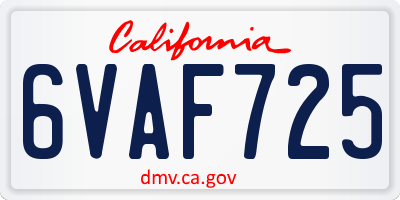 CA license plate 6VAF725