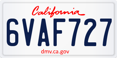 CA license plate 6VAF727