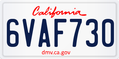 CA license plate 6VAF730