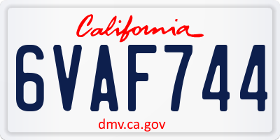 CA license plate 6VAF744