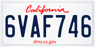 CA license plate 6VAF746