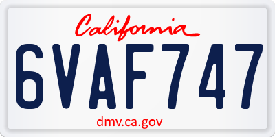 CA license plate 6VAF747