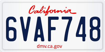 CA license plate 6VAF748