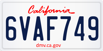 CA license plate 6VAF749