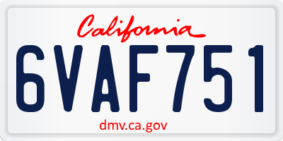 CA license plate 6VAF751