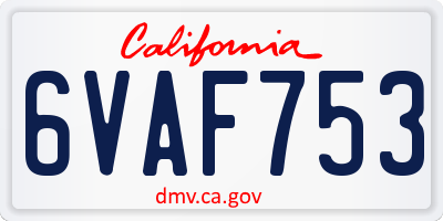 CA license plate 6VAF753