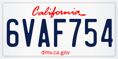CA license plate 6VAF754
