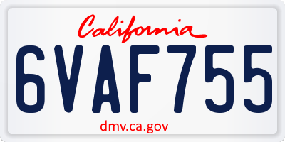 CA license plate 6VAF755