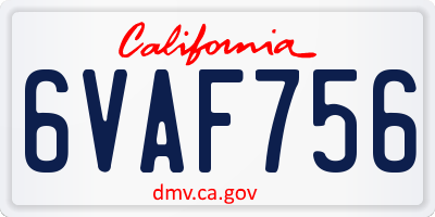 CA license plate 6VAF756