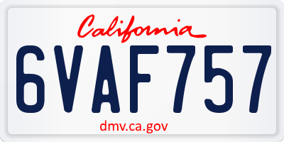 CA license plate 6VAF757