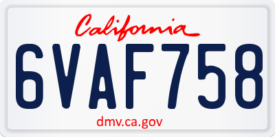 CA license plate 6VAF758