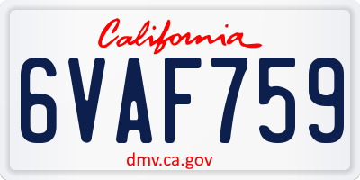 CA license plate 6VAF759