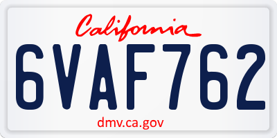 CA license plate 6VAF762