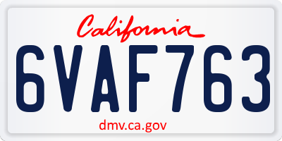 CA license plate 6VAF763